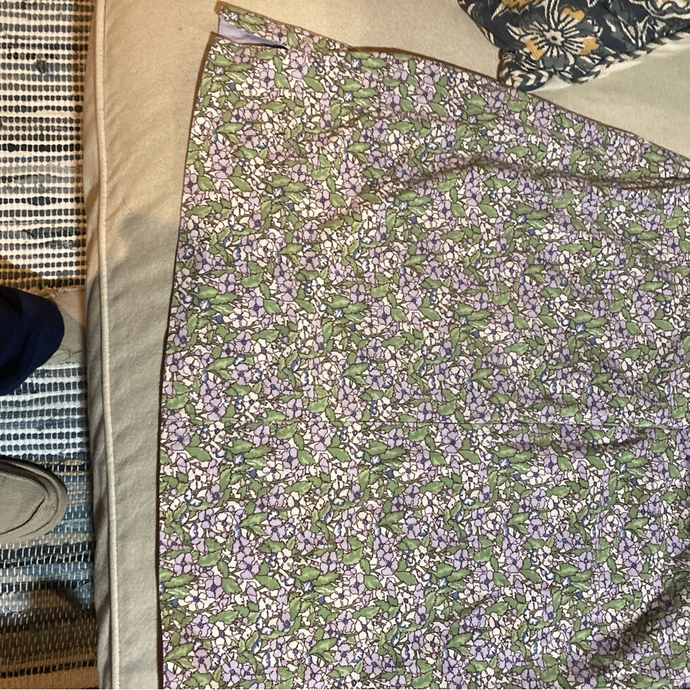 GAP Green and Purple A-Line Midi Skirt